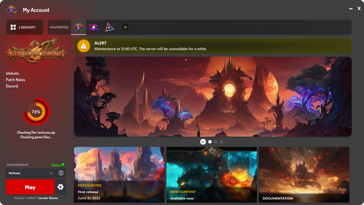 Launcher style example made with Game Launcher Cloud